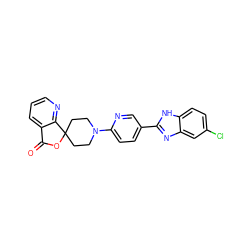 O=C1OC2(CCN(c3ccc(-c4nc5cc(Cl)ccc5[nH]4)cn3)CC2)c2ncccc21 ZINC000169200268