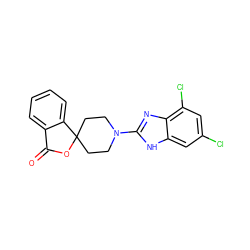 O=C1OC2(CCN(c3nc4c(Cl)cc(Cl)cc4[nH]3)CC2)c2ccccc21 ZINC000000595504