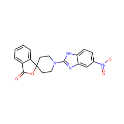 O=C1OC2(CCN(c3nc4cc([N+](=O)[O-])ccc4[nH]3)CC2)c2ccccc21 ZINC000040976202