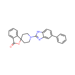 O=C1OC2(CCN(c3nc4cc(-c5ccccc5)ccc4[nH]3)CC2)c2ccccc21 ZINC000040974893