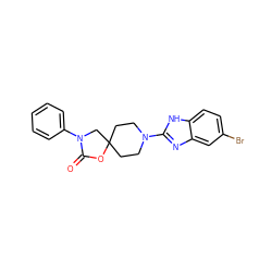 O=C1OC2(CCN(c3nc4cc(Br)ccc4[nH]3)CC2)CN1c1ccccc1 ZINC000064750300