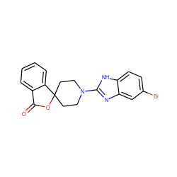 O=C1OC2(CCN(c3nc4cc(Br)ccc4[nH]3)CC2)c2ccccc21 ZINC000040974895