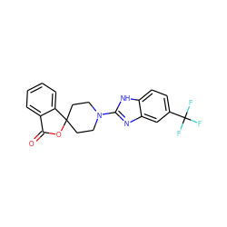 O=C1OC2(CCN(c3nc4cc(C(F)(F)F)ccc4[nH]3)CC2)c2ccccc21 ZINC000034229645