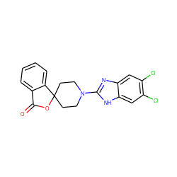 O=C1OC2(CCN(c3nc4cc(Cl)c(Cl)cc4[nH]3)CC2)c2ccccc21 ZINC000040938325