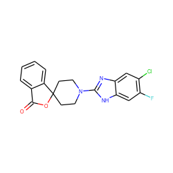 O=C1OC2(CCN(c3nc4cc(Cl)c(F)cc4[nH]3)CC2)c2ccccc21 ZINC000045506561