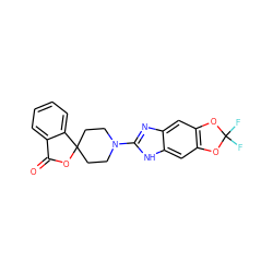 O=C1OC2(CCN(c3nc4cc5c(cc4[nH]3)OC(F)(F)O5)CC2)c2ccccc21 ZINC000040413890