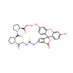 O=C1OC2(c3ccc(O)cc3Oc3cc(O)ccc32)c2ccc(NC(=S)NCC(=O)N3CCC[C@H]3C(=O)N3CCC[C@H]3C(=O)CO)cc21 ZINC000028637846