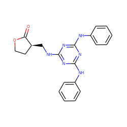 O=C1OCC[C@@H]1CNc1nc(Nc2ccccc2)nc(Nc2ccccc2)n1 ZINC000147456416