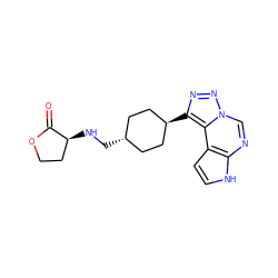 O=C1OCC[C@@H]1NC[C@H]1CC[C@H](c2nnn3cnc4[nH]ccc4c23)CC1 ZINC001772629779