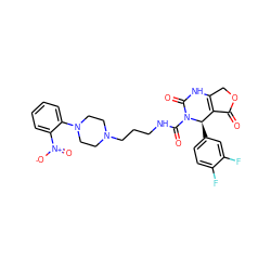 O=C1OCC2=C1[C@@H](c1ccc(F)c(F)c1)N(C(=O)NCCCN1CCN(c3ccccc3[N+](=O)[O-])CC1)C(=O)N2 ZINC000100802337