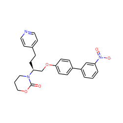 O=C1OCCCN1[C@@H](CCc1ccncc1)COc1ccc(-c2cccc([N+](=O)[O-])c2)cc1 ZINC000013587496