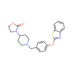 O=C1OCCN1C1CCN(Cc2ccc(Oc3nc4ccccc4s3)cc2)CC1 ZINC000006733249