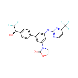 O=C1OCCN1c1cc(Nc2nccc(C(F)(F)F)n2)cc(-c2ccc([C@@H](O)C(F)F)cc2)c1 ZINC001772623431