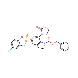 O=C1OCCN1c1cc(S(=O)(=O)Nc2ccc(F)cc2F)cc2c1N(C(=O)OCc1ccccc1)CC2 ZINC000473135883