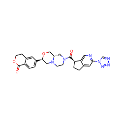 O=C1OCCc2cc([C@@H]3CN4CCN(C(=O)[C@@H]5CCc6cc(-n7cnnn7)ncc65)C[C@H]4CO3)ccc21 ZINC000148949950