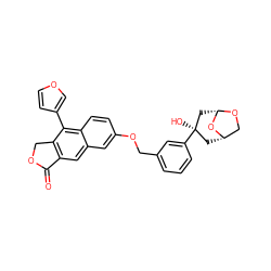 O=C1OCc2c1cc1cc(OCc3cccc([C@]4(O)C[C@H]5CO[C@@H](C4)O5)c3)ccc1c2-c1ccoc1 ZINC000013759214