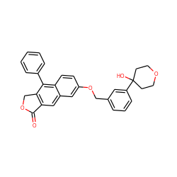 O=C1OCc2c1cc1cc(OCc3cccc(C4(O)CCOCC4)c3)ccc1c2-c1ccccc1 ZINC000013759136