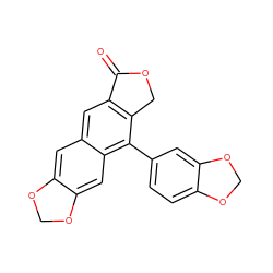 O=C1OCc2c1cc1cc3c(cc1c2-c1ccc2c(c1)OCO2)OCO3 ZINC000000005988