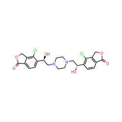 O=C1OCc2c1ccc([C@H](O)CN1CCN(C[C@H](O)c3ccc4c(c3Cl)COC4=O)CC1)c2Cl ZINC000139510417