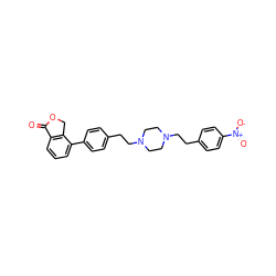 O=C1OCc2c1cccc2-c1ccc(CCN2CCN(CCc3ccc([N+](=O)[O-])cc3)CC2)cc1 ZINC000095559204