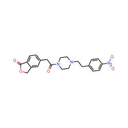 O=C1OCc2cc(CC(=O)N3CCN(CCc4ccc([N+](=O)[O-])cc4)CC3)ccc21 ZINC000096286280