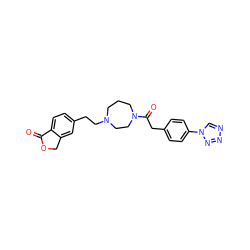 O=C1OCc2cc(CCN3CCCN(C(=O)Cc4ccc(-n5cnnn5)cc4)CC3)ccc21 ZINC000168514927