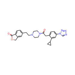 O=C1OCc2cc(CCN3CCN(C(=O)Cc4ccc(-n5cnnn5)cc4C4CC4)CC3)ccc21 ZINC000096286296