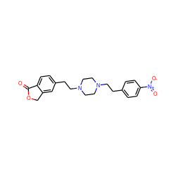 O=C1OCc2cc(CCN3CCN(CCc4ccc([N+](=O)[O-])cc4)CC3)ccc21 ZINC000146293762