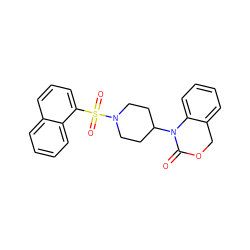 O=C1OCc2ccccc2N1C1CCN(S(=O)(=O)c2cccc3ccccc23)CC1 ZINC000013611804