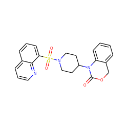 O=C1OCc2ccccc2N1C1CCN(S(=O)(=O)c2cccc3cccnc23)CC1 ZINC000013611812