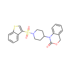 O=C1OCc2ccccc2N1C1CCN(S(=O)(=O)c2csc3ccccc23)CC1 ZINC000013611796