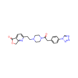 O=C1OCc2nc(CCN3CCN(C(=O)Cc4ccc(-n5cnnn5)cc4)CC3)ccc21 ZINC000653721458