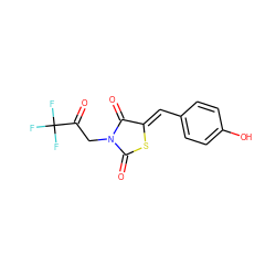 O=C1S/C(=C\c2ccc(O)cc2)C(=O)N1CC(=O)C(F)(F)F ZINC000049807561