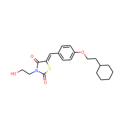 O=C1S/C(=C\c2ccc(OCCC3CCCCC3)cc2)C(=O)N1CCO ZINC000045355503