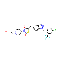 O=C1S/C(=C\c2ccc3c(cnn3Cc3ccc(Cl)cc3C(F)(F)F)c2)C(=O)N1C1CCN(CCO)CC1 ZINC000116866519