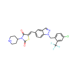 O=C1S/C(=C\c2ccc3c(cnn3Cc3ccc(Cl)cc3C(F)(F)F)c2)C(=O)N1C1CCNCC1 ZINC000116867151