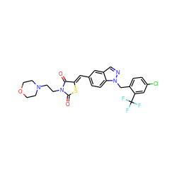 O=C1S/C(=C\c2ccc3c(cnn3Cc3ccc(Cl)cc3C(F)(F)F)c2)C(=O)N1CCN1CCOCC1 ZINC000116866817