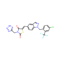 O=C1S/C(=C\c2ccc3c(cnn3Cc3ccc(Cl)cc3C(F)(F)F)c2)C(=O)N1Cc1nn[nH]n1 ZINC000116866859