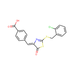 O=C1SC(SCc2ccccc2Cl)=N/C1=C\c1ccc(C(=O)O)cc1 ZINC000004914216