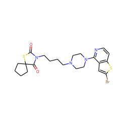 O=C1SC2(CCCC2)C(=O)N1CCCCN1CCN(c2nccc3sc(Br)cc23)CC1 ZINC000034186864