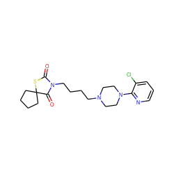 O=C1SC2(CCCC2)C(=O)N1CCCCN1CCN(c2ncccc2Cl)CC1 ZINC000027709213