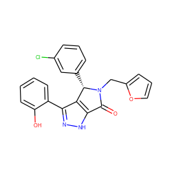 O=C1c2[nH]nc(-c3ccccc3O)c2[C@H](c2cccc(Cl)c2)N1Cc1ccco1 ZINC000013126945