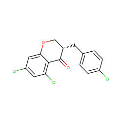 O=C1c2c(Cl)cc(Cl)cc2OC[C@@H]1Cc1ccc(Cl)cc1 ZINC000003637253