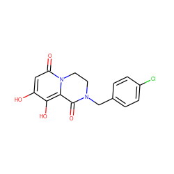 O=C1c2c(O)c(O)cc(=O)n2CCN1Cc1ccc(Cl)cc1 ZINC000028825271