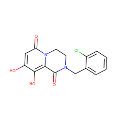 O=C1c2c(O)c(O)cc(=O)n2CCN1Cc1ccccc1Cl ZINC000028825268