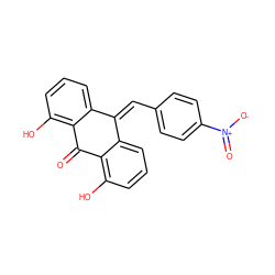 O=C1c2c(O)cccc2C(=Cc2ccc([N+](=O)[O-])cc2)c2cccc(O)c21 ZINC000001541433