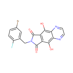 O=C1c2c(c(O)c3nccnc3c2O)C(=O)N1Cc1cc(Br)ccc1F ZINC000013612288