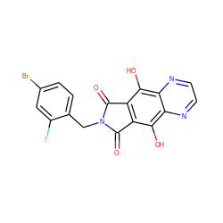 O=C1c2c(c(O)c3nccnc3c2O)C(=O)N1Cc1ccc(Br)cc1F ZINC000013612286