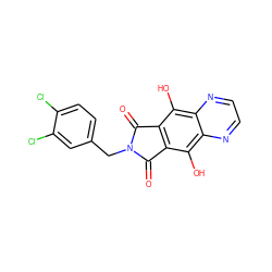 O=C1c2c(c(O)c3nccnc3c2O)C(=O)N1Cc1ccc(Cl)c(Cl)c1 ZINC000013612302