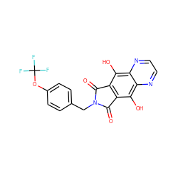 O=C1c2c(c(O)c3nccnc3c2O)C(=O)N1Cc1ccc(OC(F)(F)F)cc1 ZINC000013612278